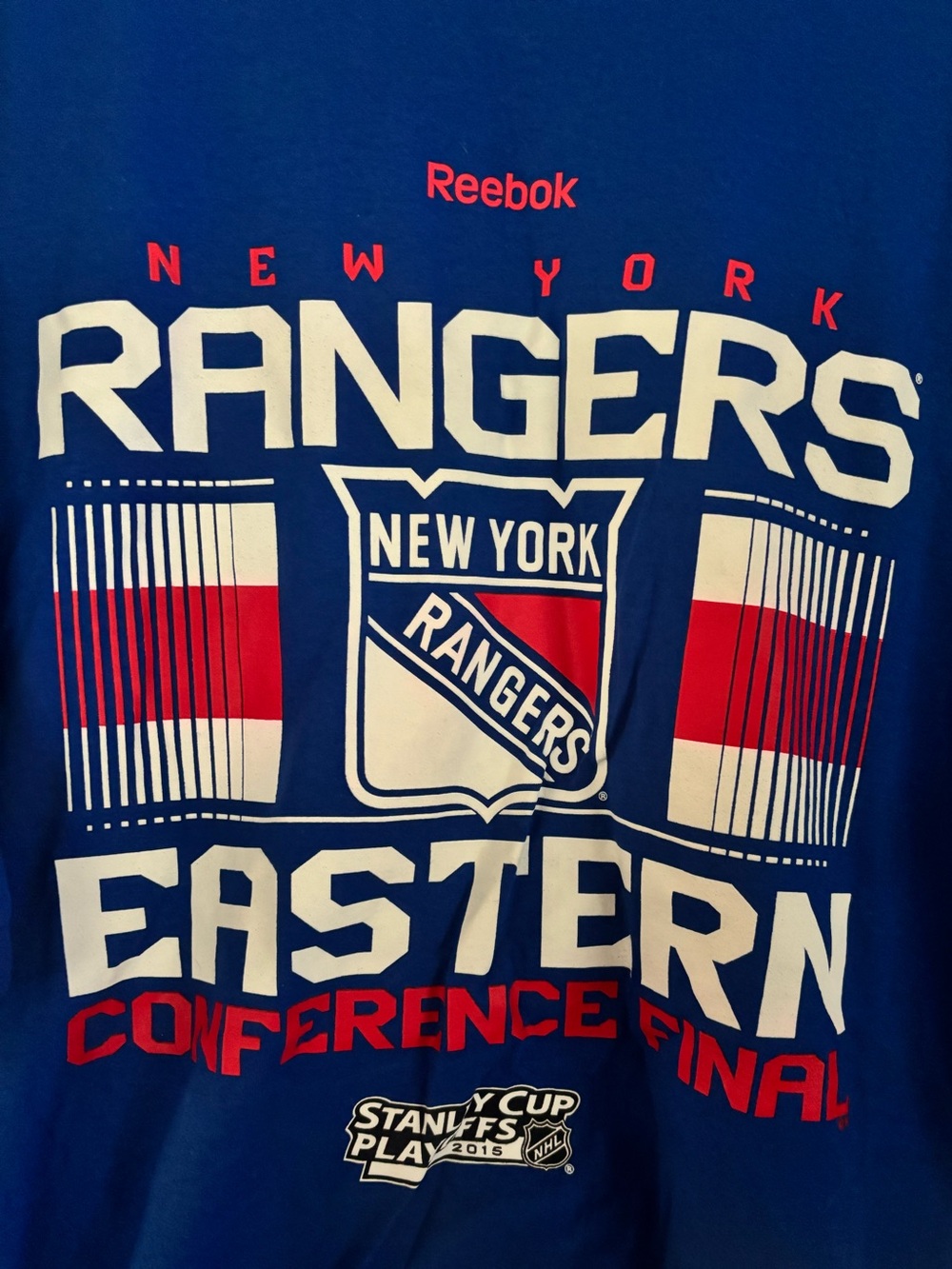 Blue Reebok New York Rangers T-Shirt 2XLT 2015 Eastern Conference Finals